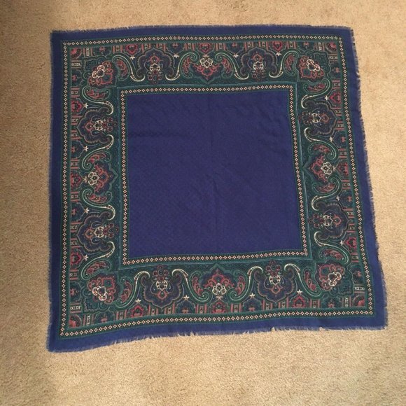 Pretty Patterned Blue Square Scarf - Picture 1 of 12